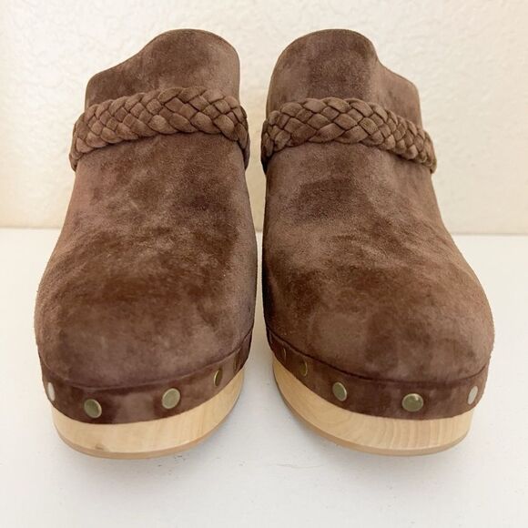 PAIGE ‘Alex’ Platform Clog in brown Suede with festival braided leather Size 11 - Picture 5 of 11